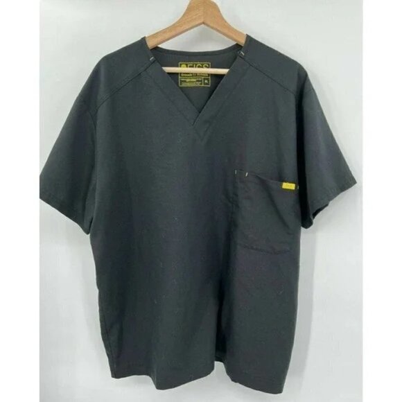 FIGS Threads for Threads One Pocket V-Neck Scrub Top Black/Yellow Men's Size XL - Picture 1 of 4